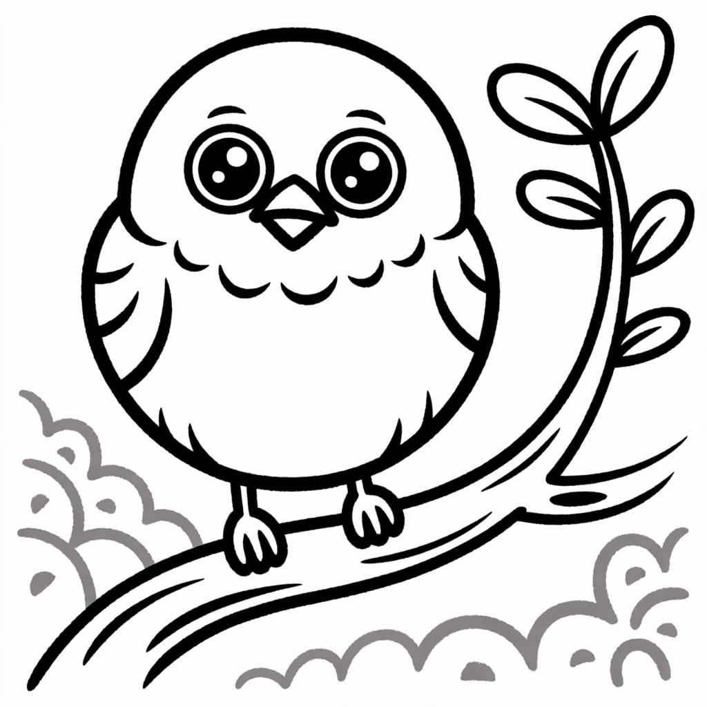 kawaii coloring pages birds