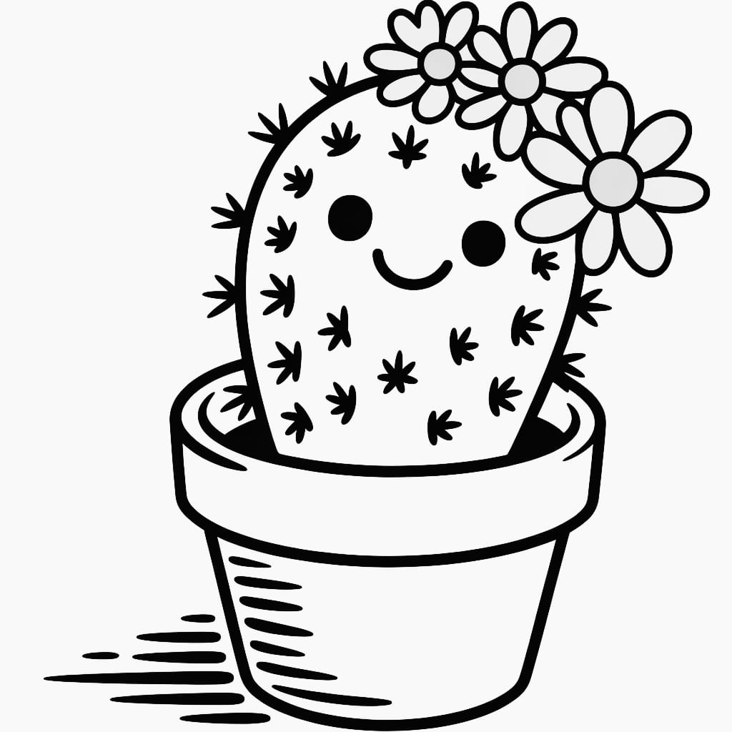 kawaii coloring pages cactus