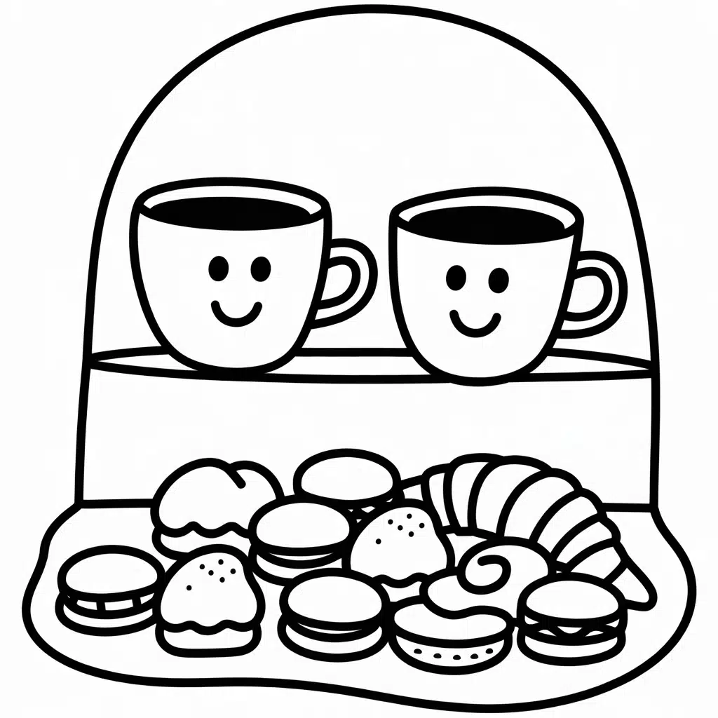 kawaii coloring pages cafe