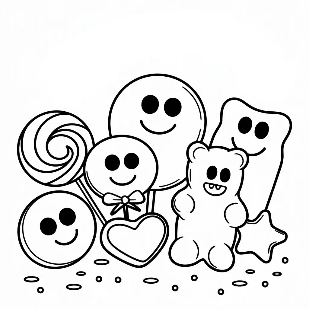 kawaii coloring pages candy shape