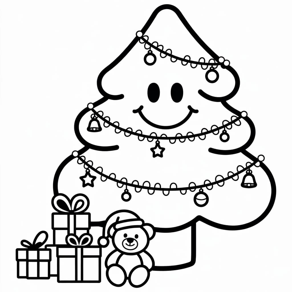 kawaii coloring pages christmas tree