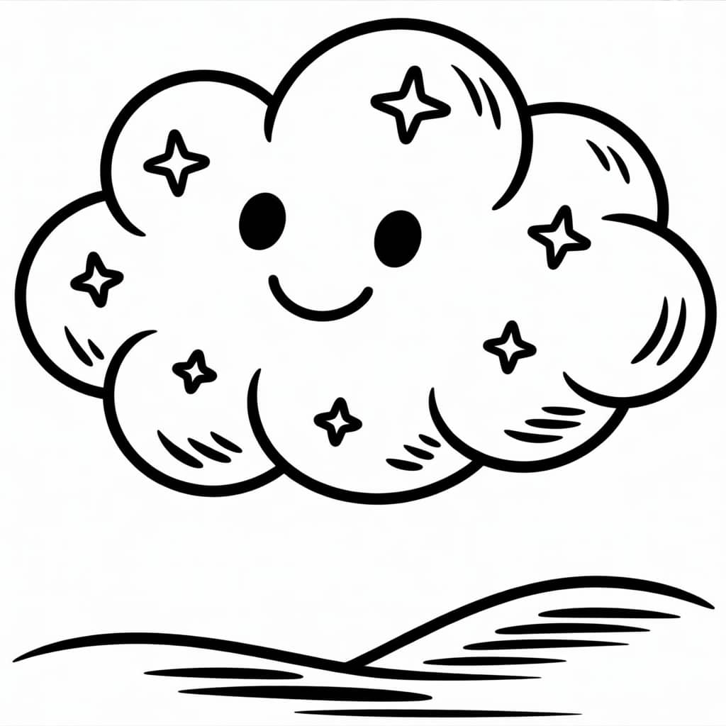kawaii coloring pages cloud