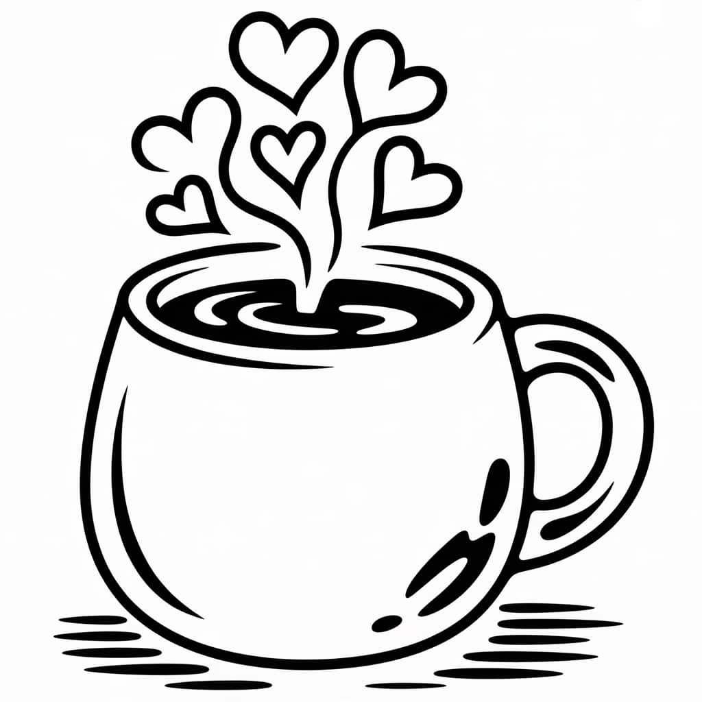 kawaii coloring pages coffee