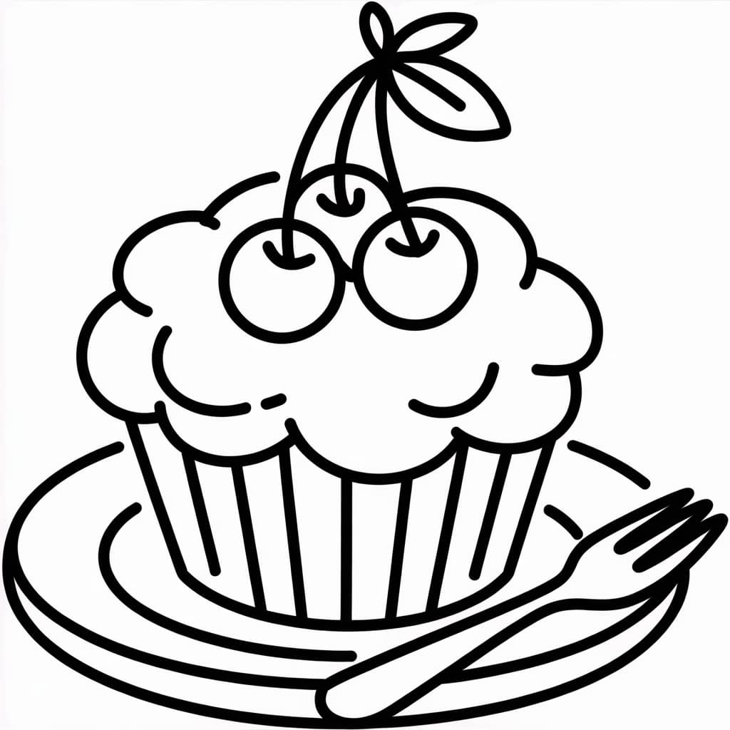kawaii coloring pages cupcake