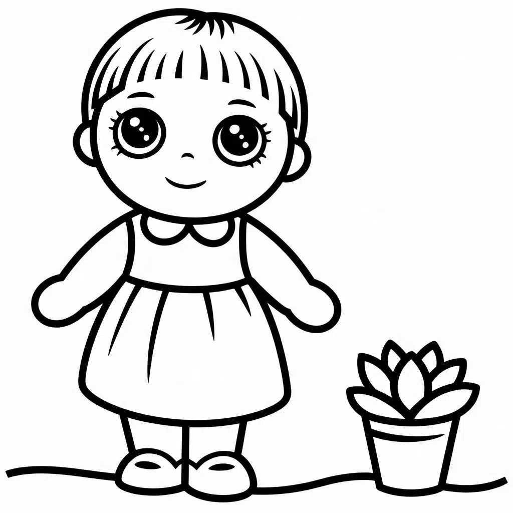 kawaii coloring pages doll
