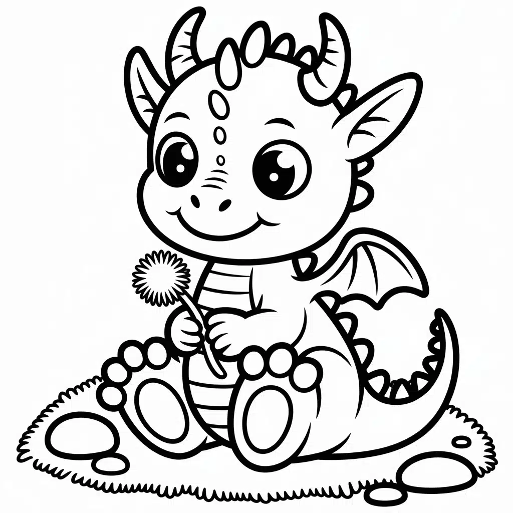 kawaii coloring pages dragon