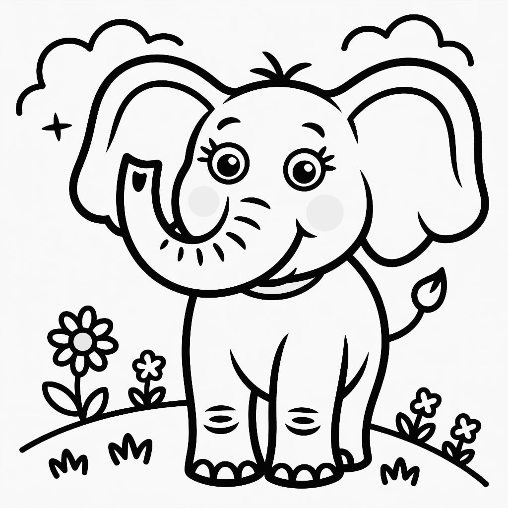 kawaii coloring pages elephant