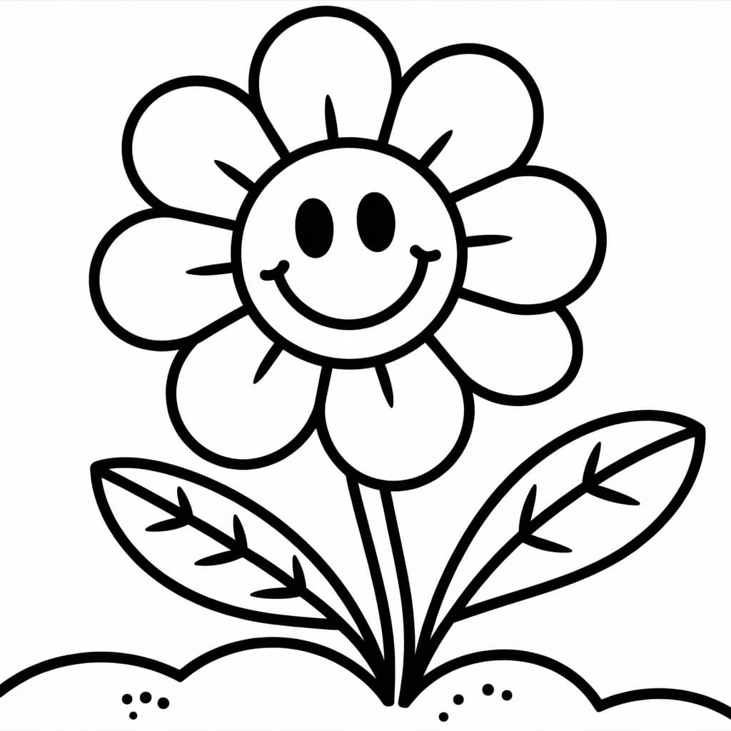kawaii coloring pages flower
