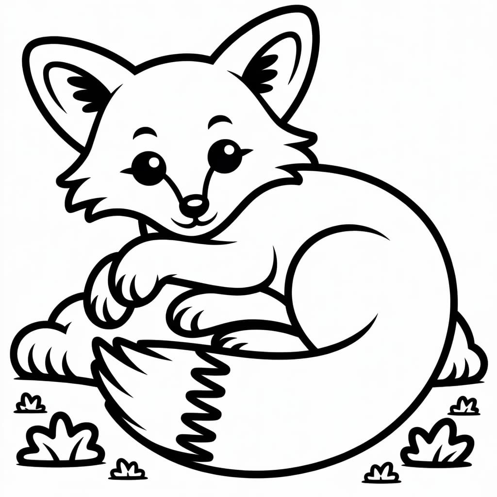 kawaii coloring pages fox