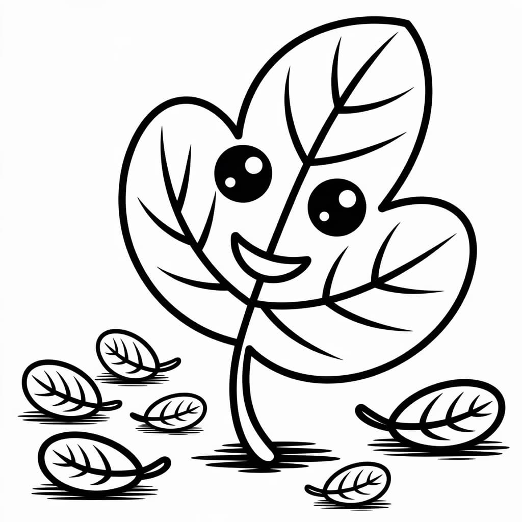 kawaii coloring pages leaf