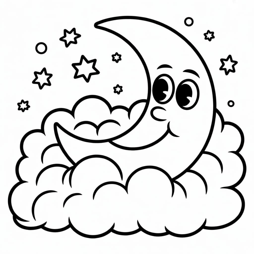 kawaii coloring pages moon