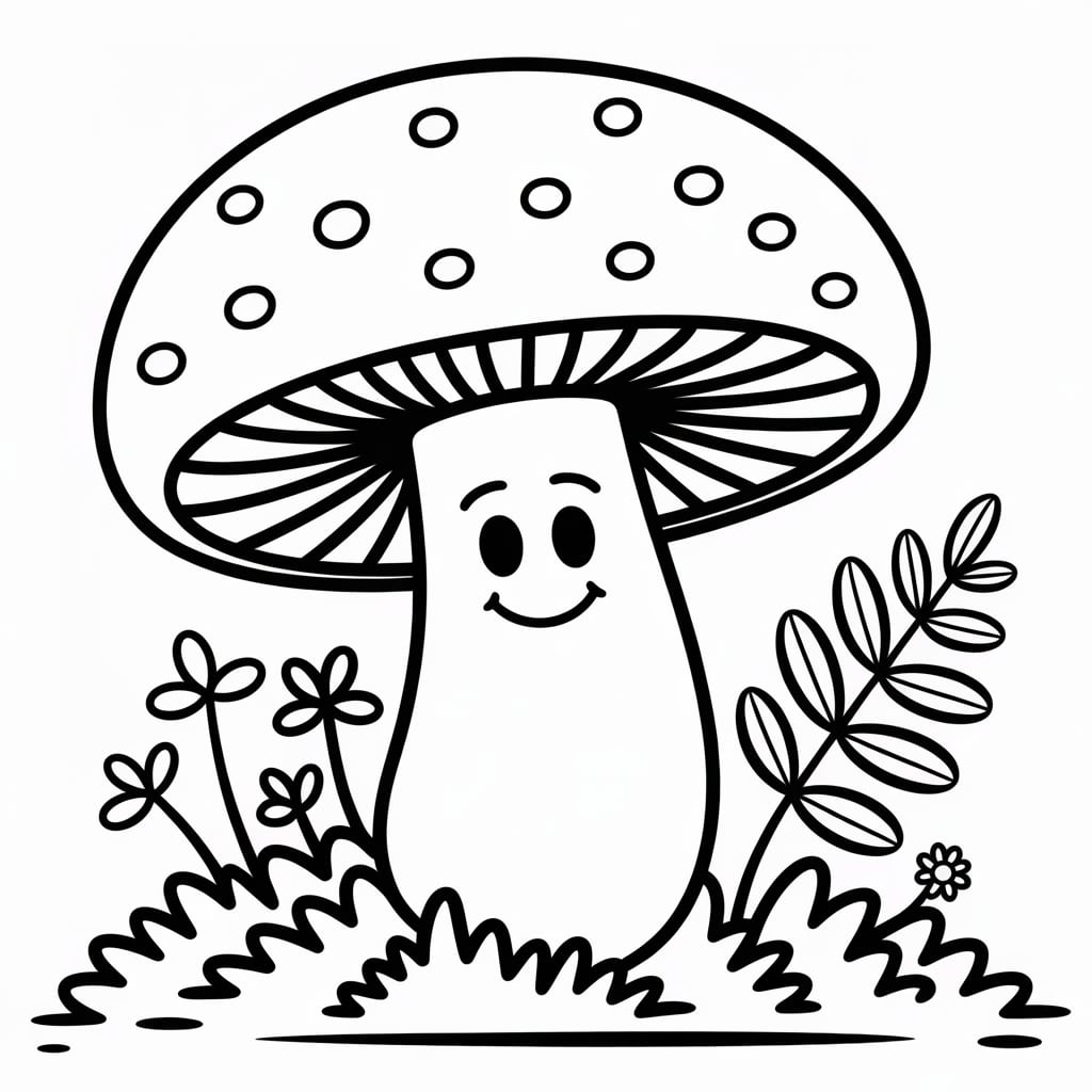 kawaii coloring pages mushroom