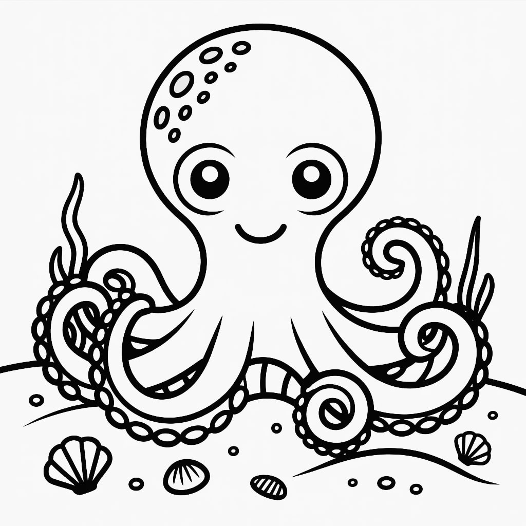 kawaii coloring pages octopus