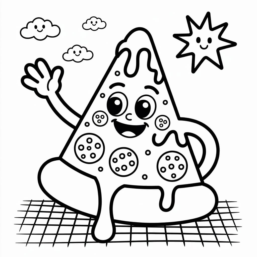 kawaii coloring pages pizza