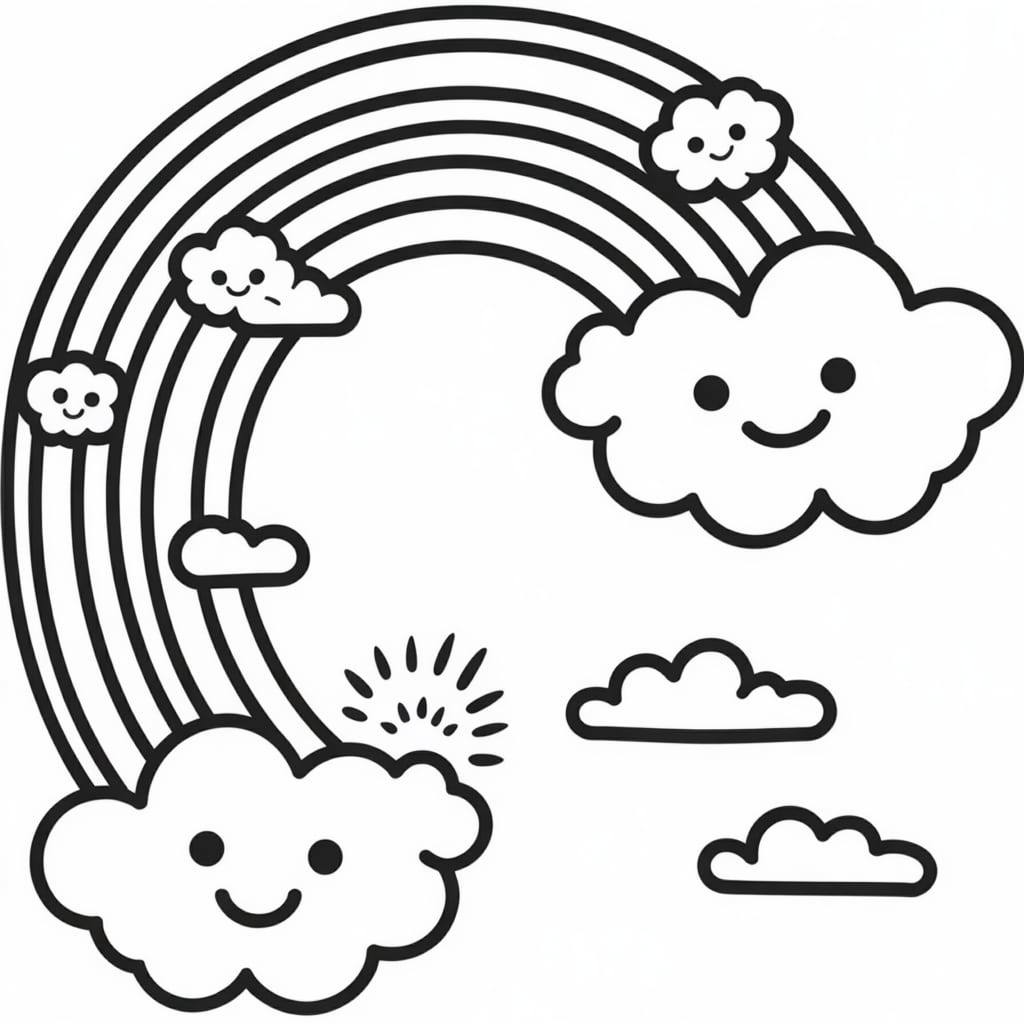 kawaii coloring pages rainbow