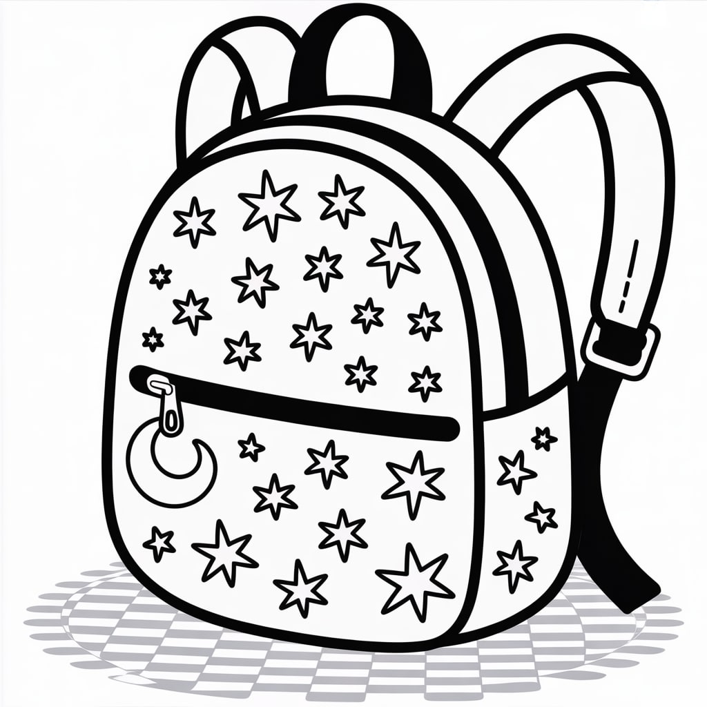 kawaii coloring pages school bag