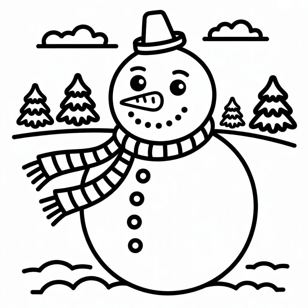 kawaii coloring pages snowman
