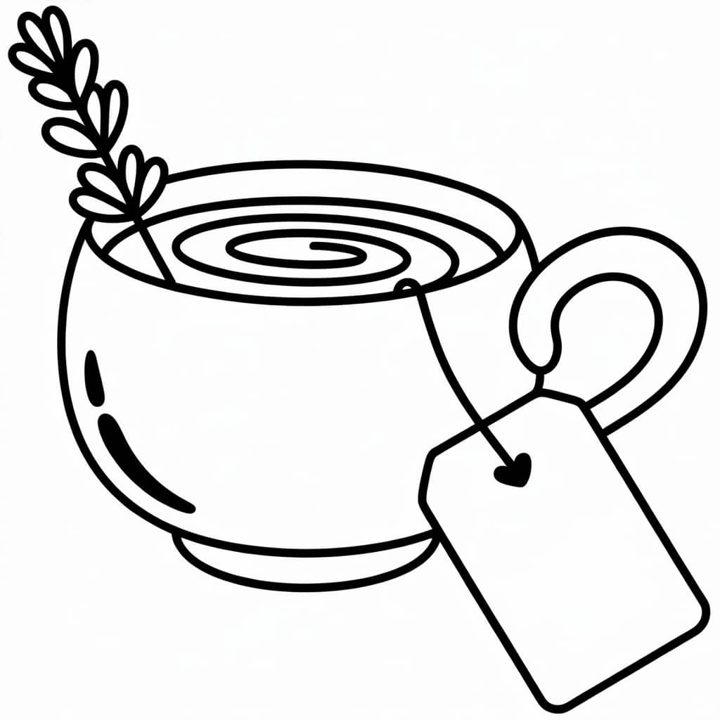 kawaii coloring pages tea