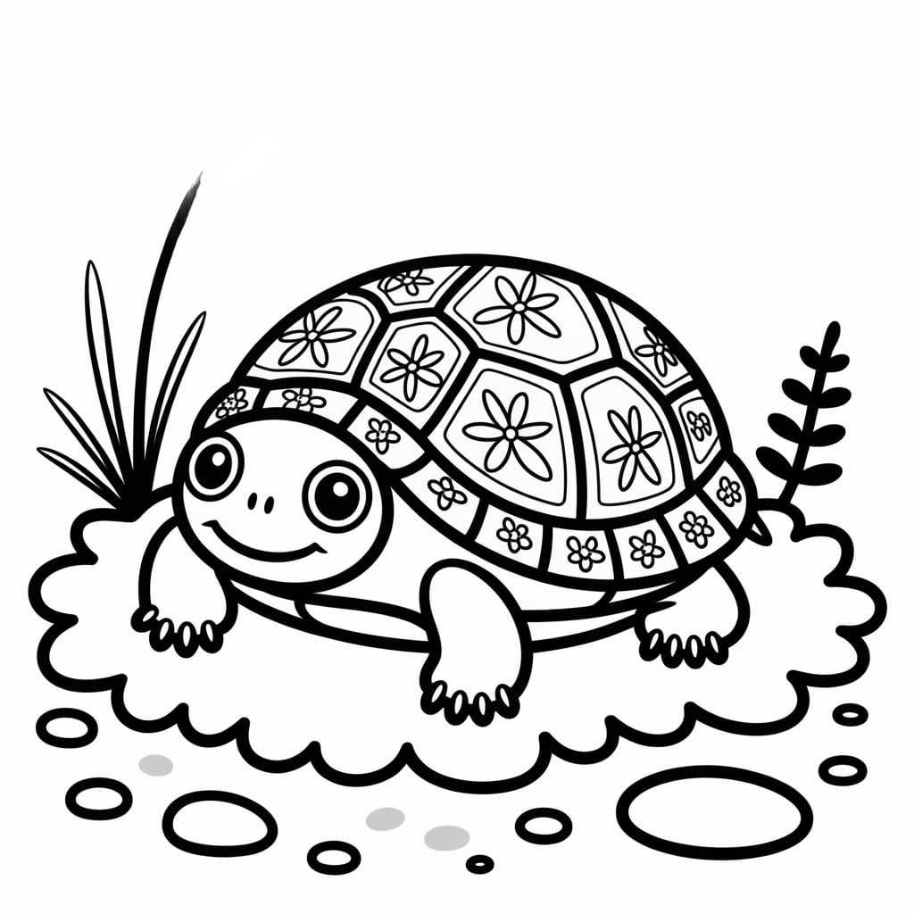 kawaii coloring pages turtle
