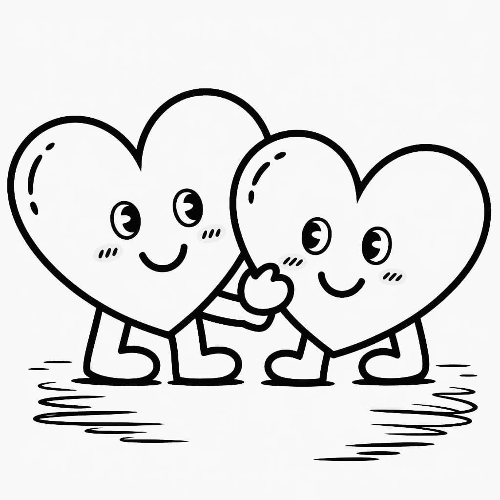 kawaii coloring pages valentines heart