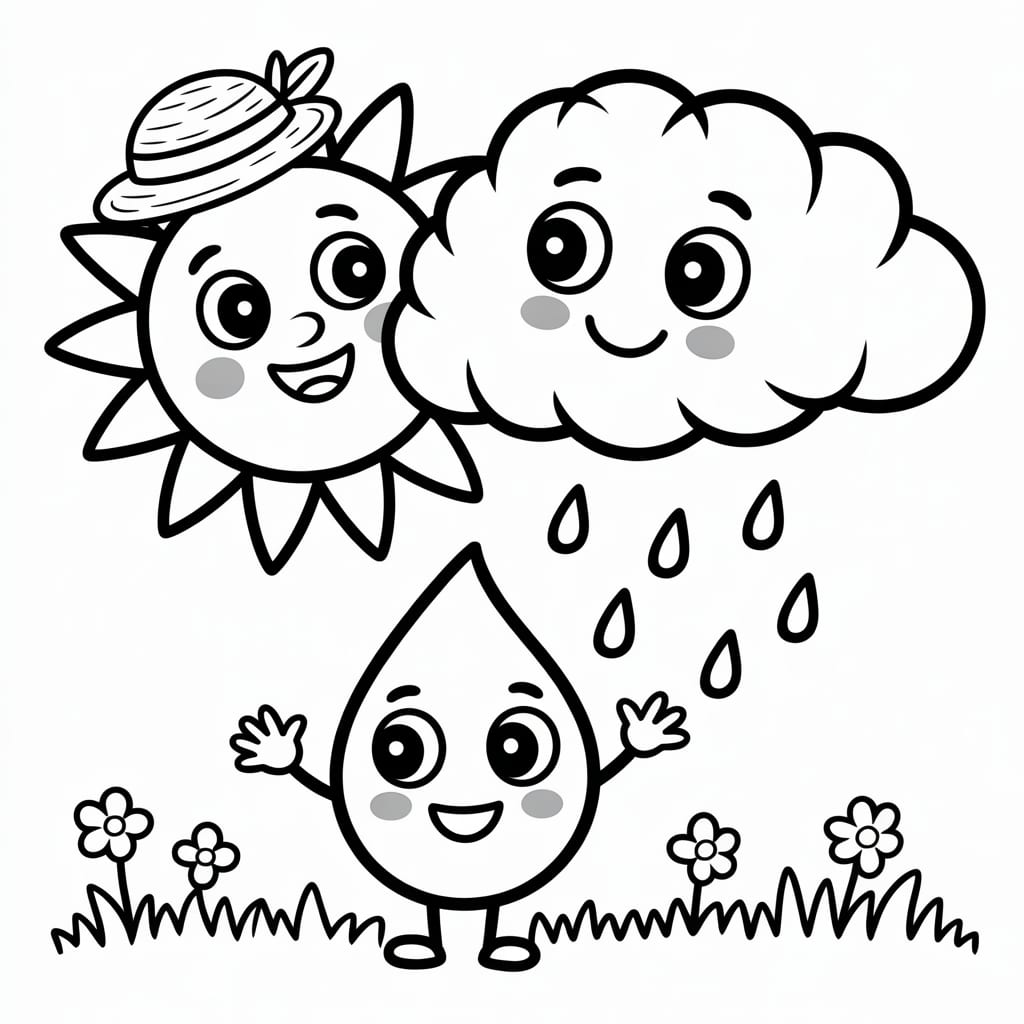 kawaii coloring pages weather
