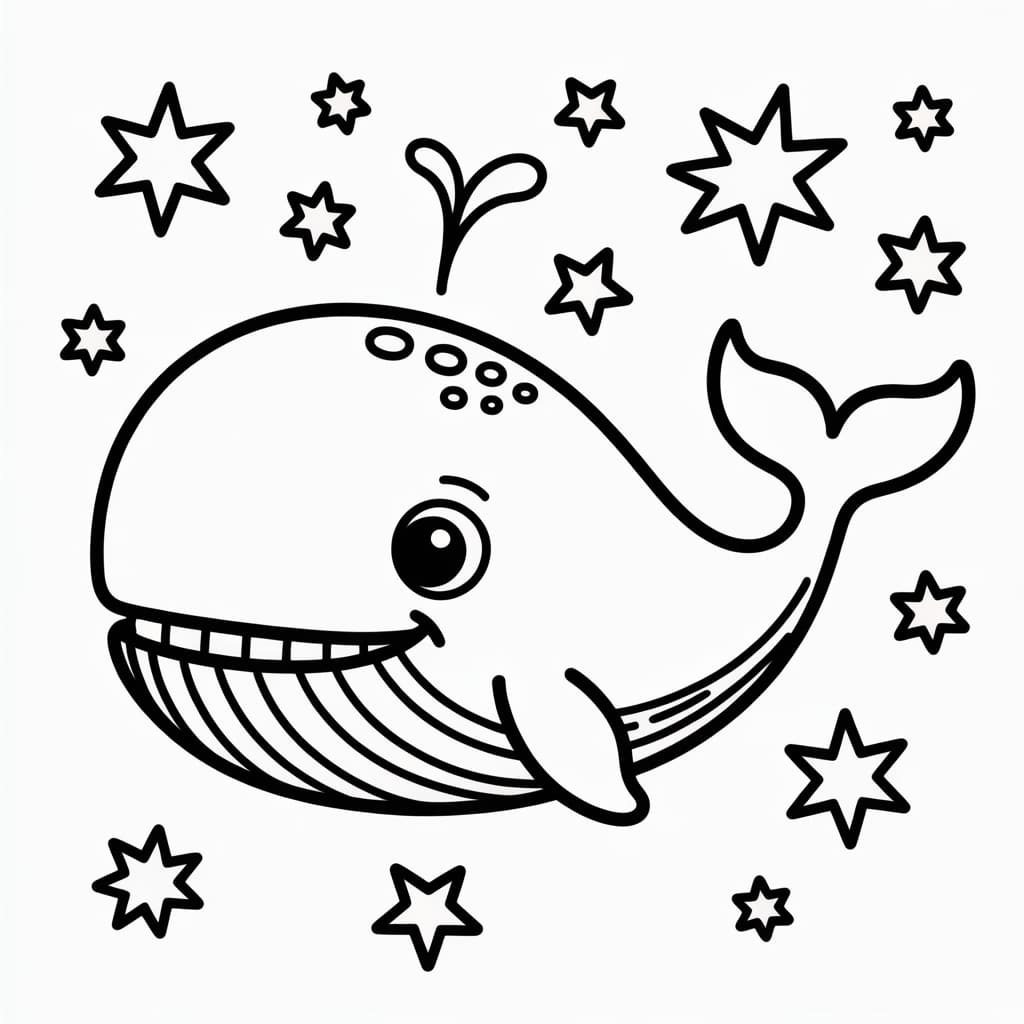 kawaii coloring pages whale
