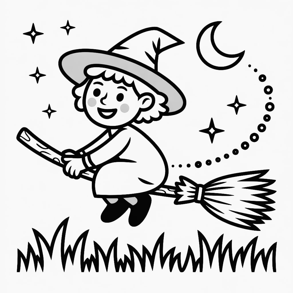 kawaii coloring pages witch