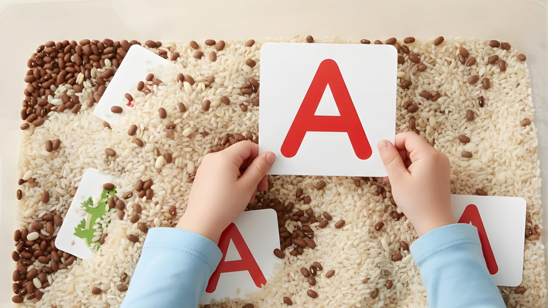 letter a activities sensory box