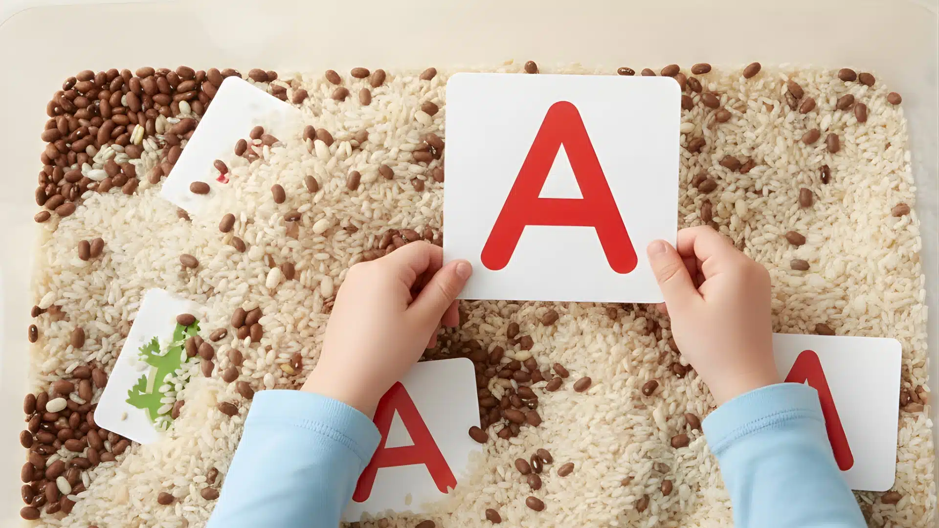 letter a activities sensory box