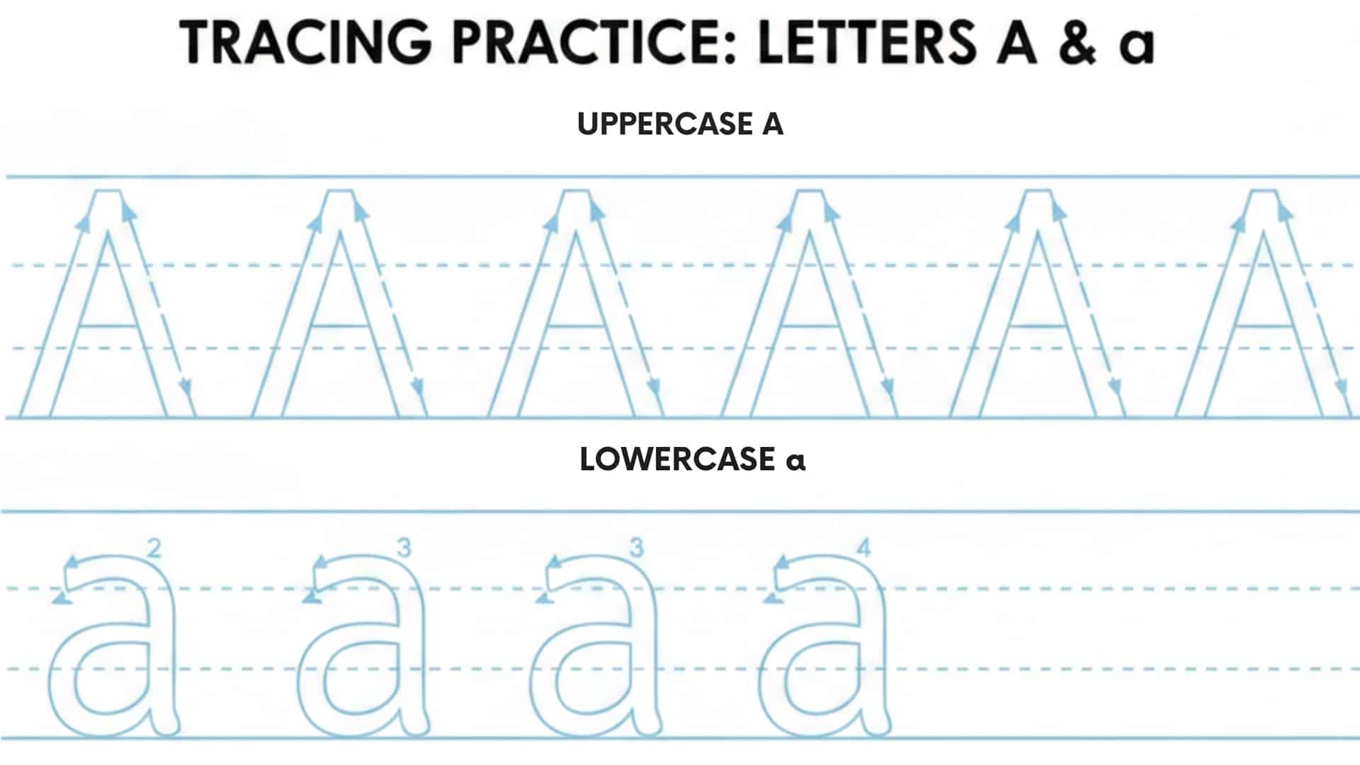 letter a activities tracing A