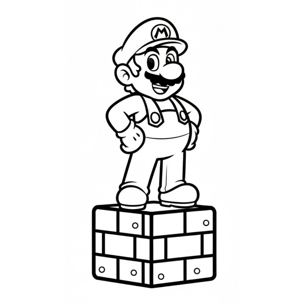 mario coloring page brick