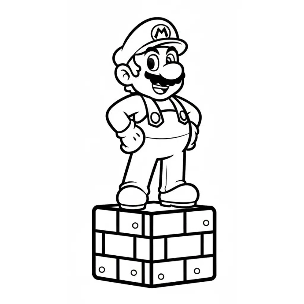 mario coloring page brick
