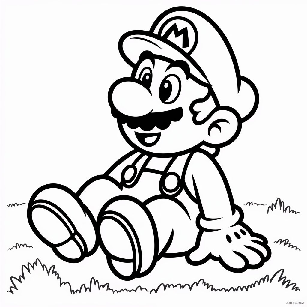 mario coloring page calm