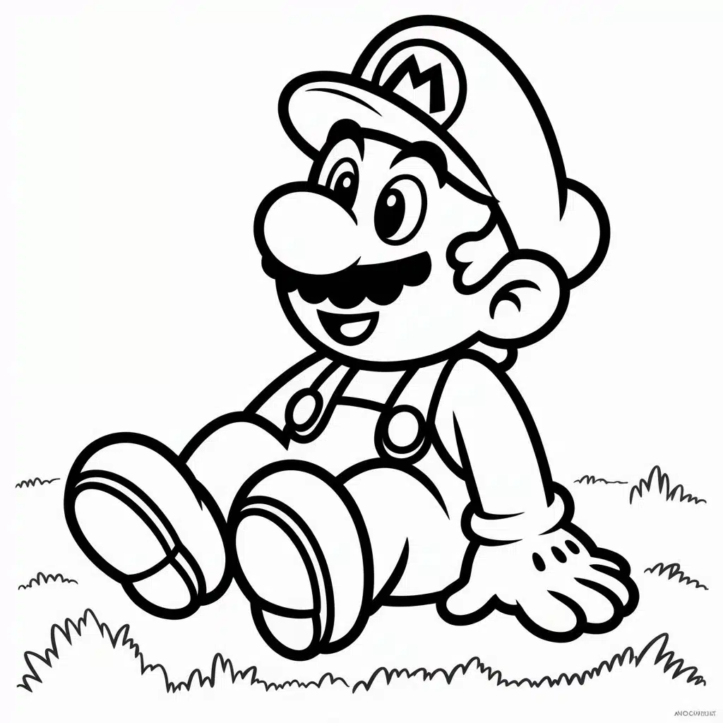 mario coloring page calm