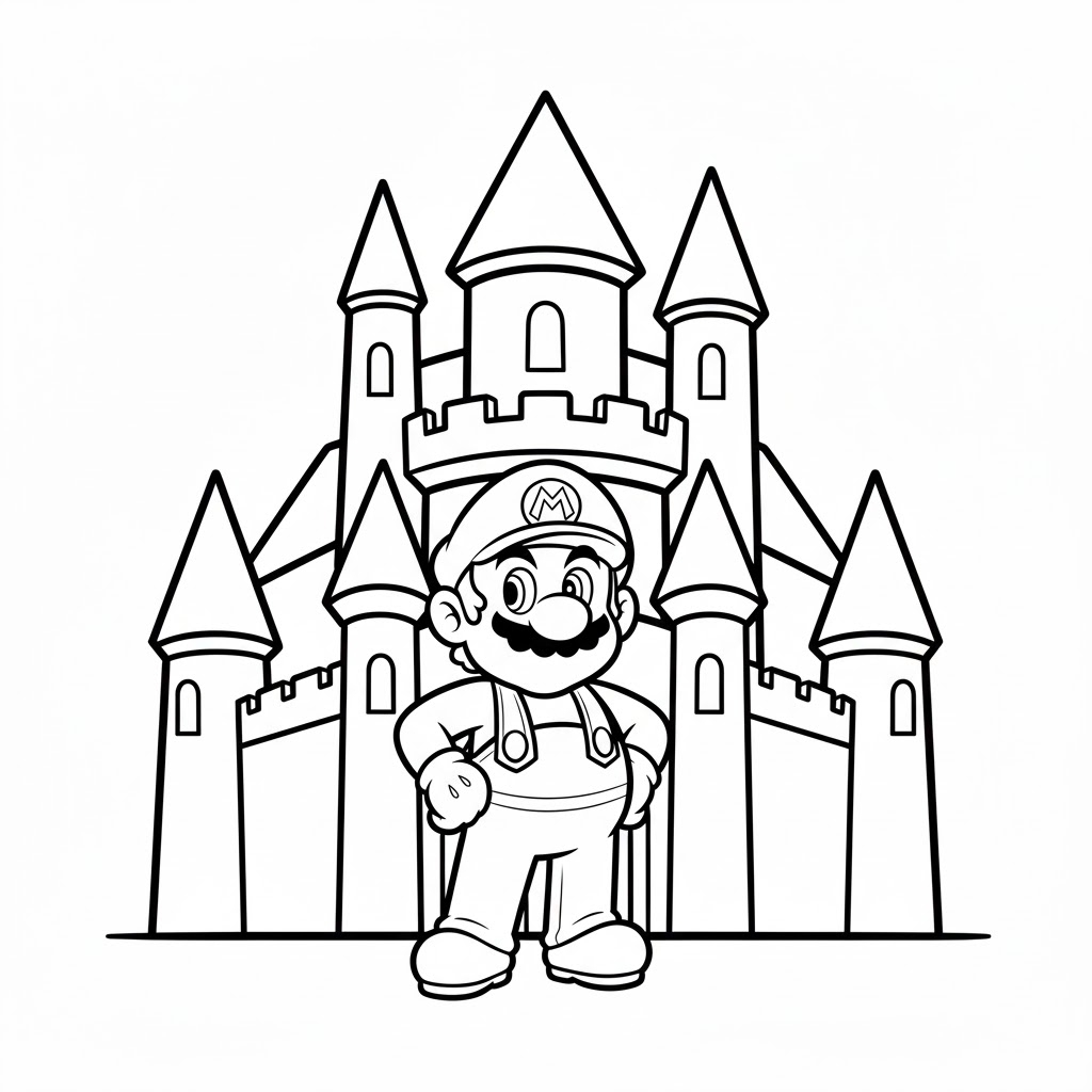 mario coloring page castle