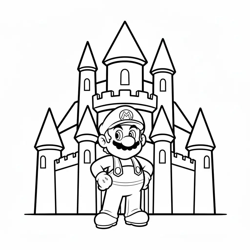 mario coloring page castle