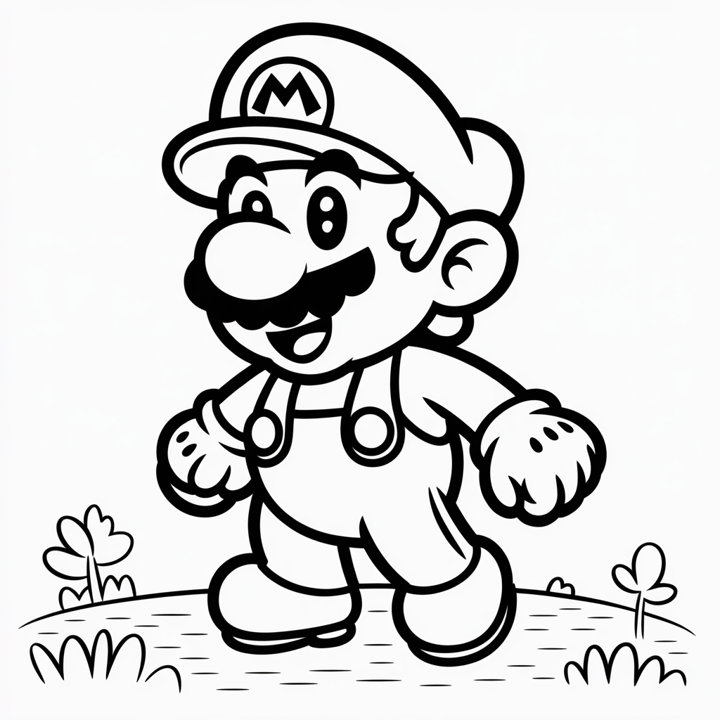 mario coloring page chibi