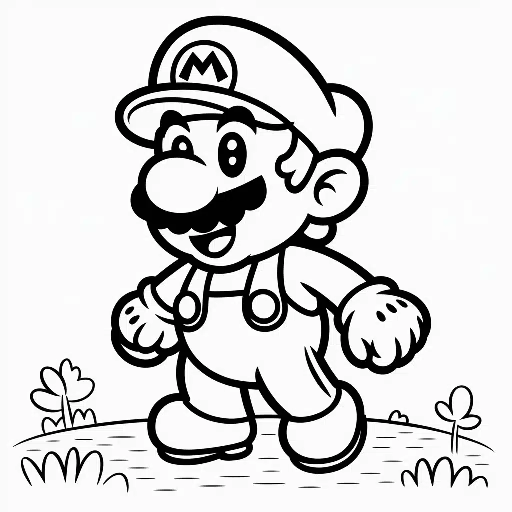 mario coloring page chibi