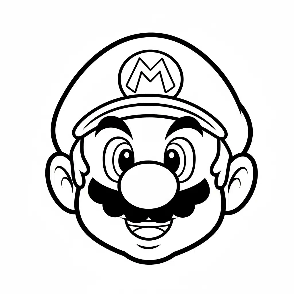 mario coloring page close up