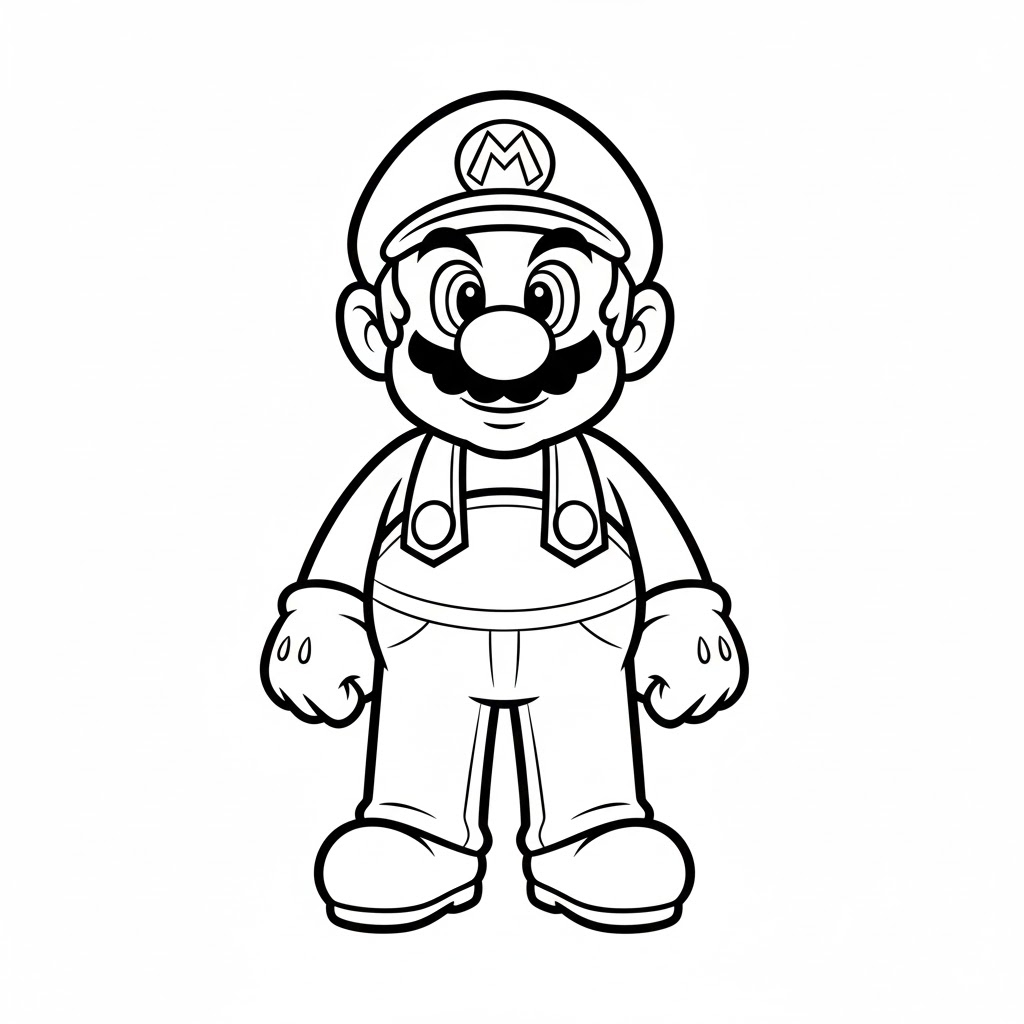 mario coloring page facing