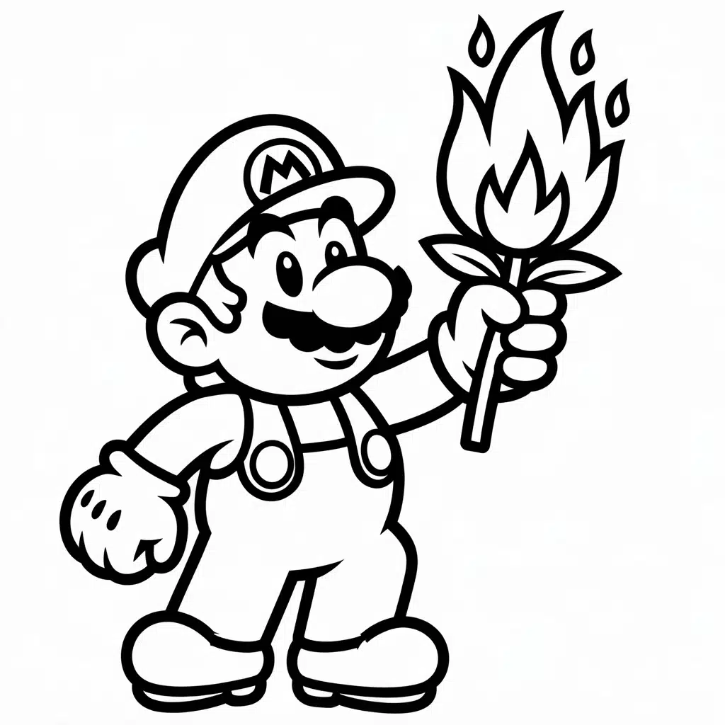 mario coloring page fireflower