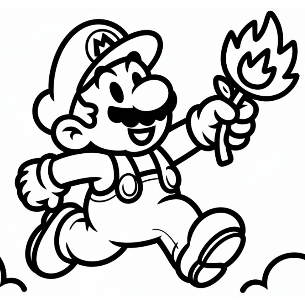 mario coloring page flower jump