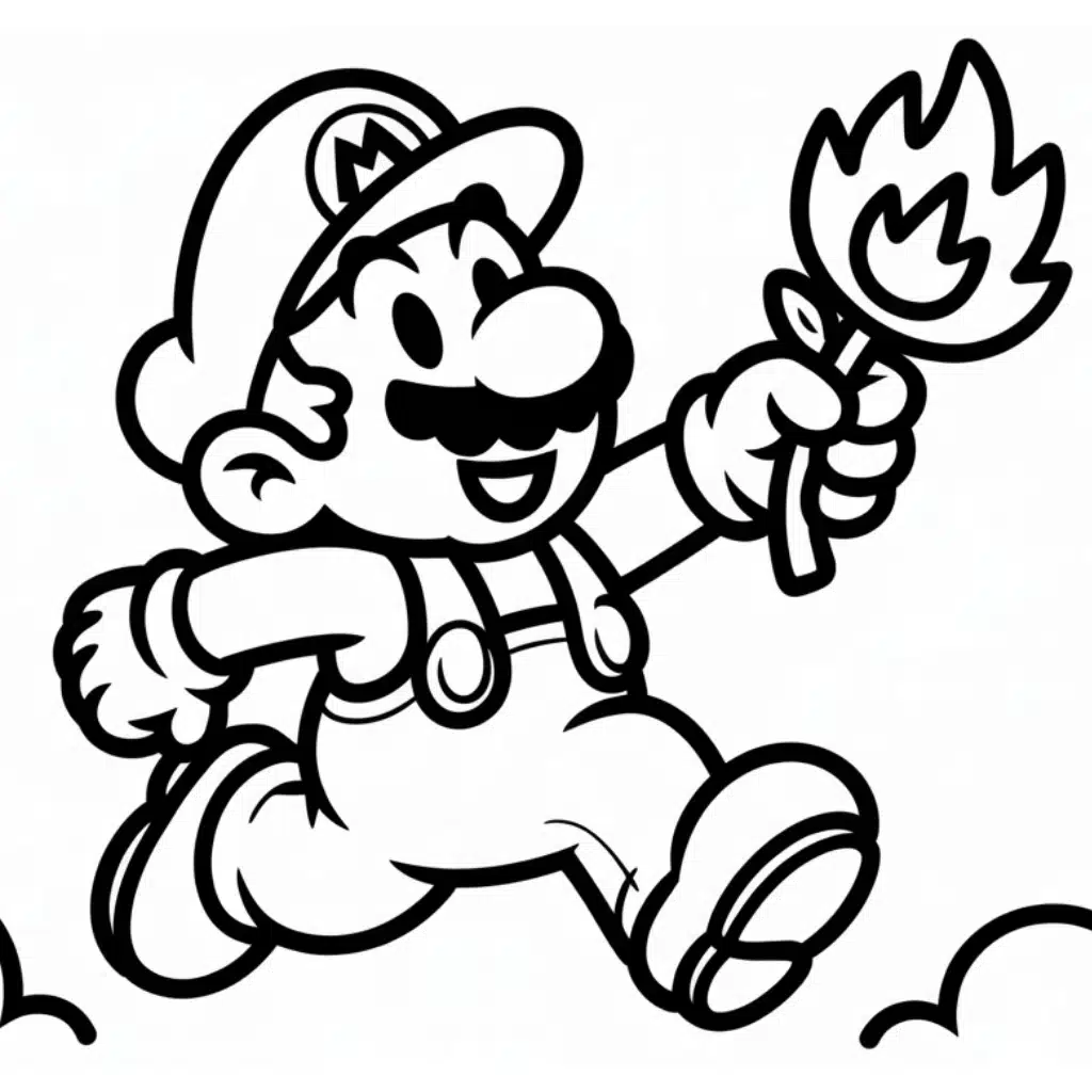 mario coloring page flower jump