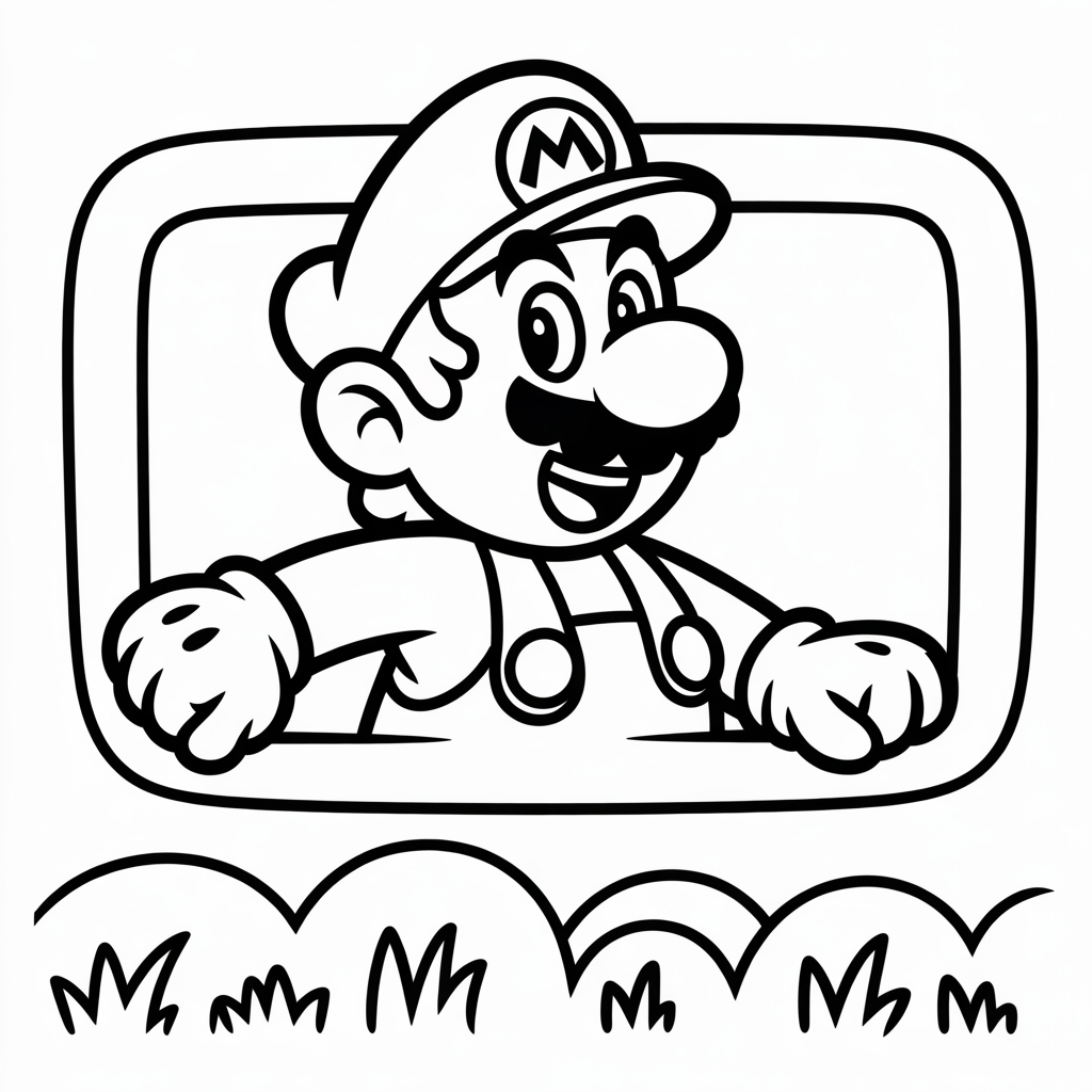 mario coloring page frame