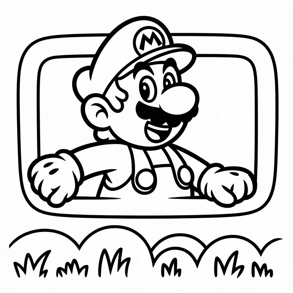mario coloring page frame