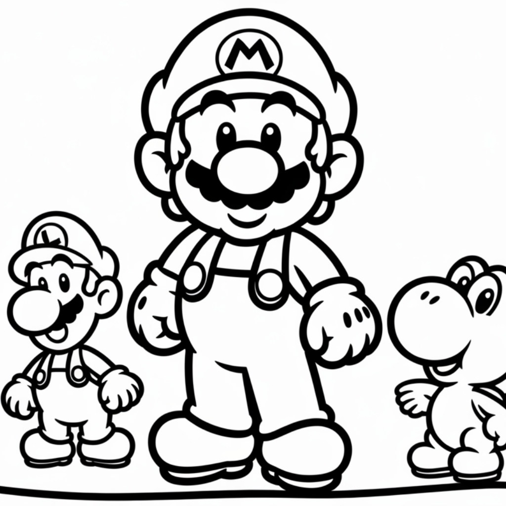 mario coloring page friends