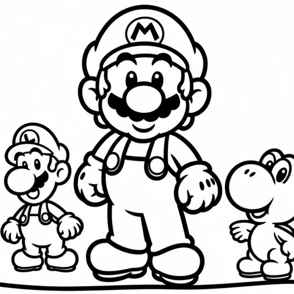 mario coloring page friends
