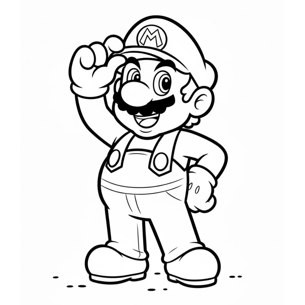 mario coloring page hat