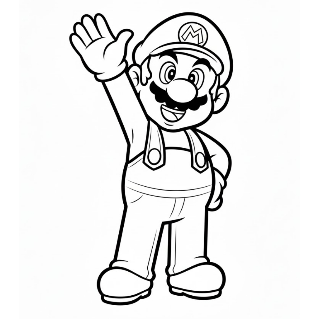mario coloring page hello