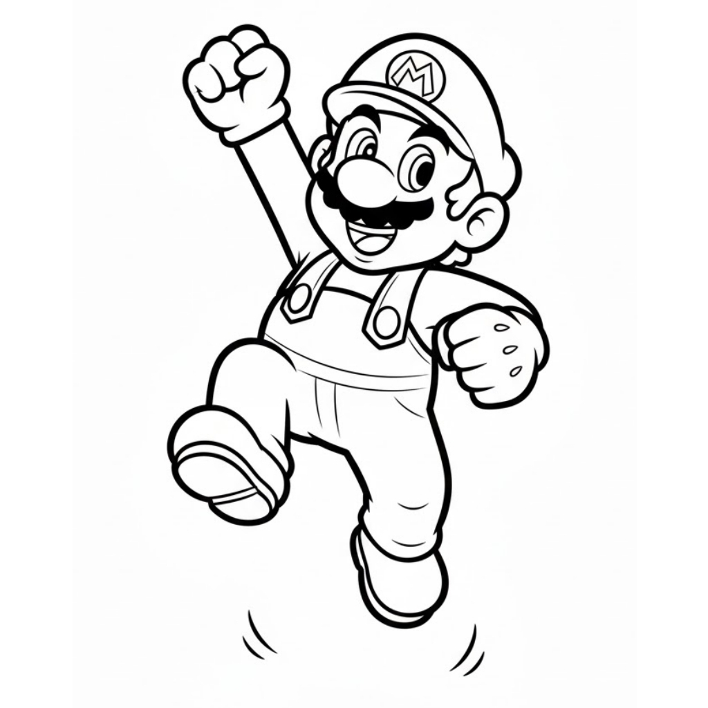mario coloring page jump